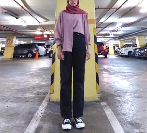 LOOSE JEANS MENTARY.STORE - celana panjang jeans wanita - loose jeans warna hitam 003 - cod
