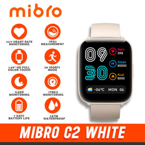 MiBro C2 White | Smartwatch |1.69" Full HD|20 Sports Mode | Stress Monitoring | Heart Rate Monitoring | 2 ATM Waterproof