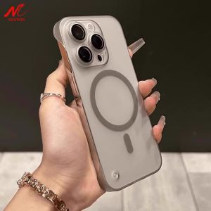 Frameless Ultra Thin for Magsafe Case for iPhone 17 16 11 12 13 14 15 Pro Max Glass Camera Protector Matte Shockproof PP Cover