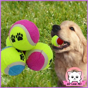 H.S. ลูกเทนนิสสำหรับสัตว์เลี้ยง ลูกบอลฝึกสุนัขและแมว โยนเล่นกับสุนัข จัดส่งคละสี ของเล่นโยนสุนัข Pet plush tennis