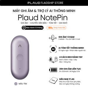 Máy Ghi Âm AI PLAUD NotePin S 64GB Màu Tím – Ghi Âm 20H Chuyển Giọng Nói Thành Văn Bản Tóm Tắt AI