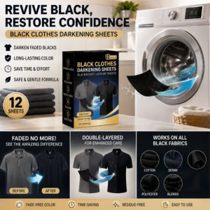 Black Fabric Dye Sheets Black Clothes Color Restorer Laundry Dye Paper Anti Fade Blackening Sheets Repair Faded Black Clothing Home Laundry Supplies