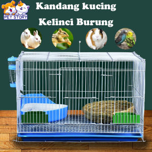 Kandang Besi Lipat Kucing Burung Bonus Tangkringan Dan Tempat Makan Full Set Murah Hewan Hamster