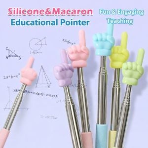 OUREAL Macaron Color Teaching Pointer Soft Finger Design Retractable Teaching Stick INS Stainless Steel Reading Sticks Gift