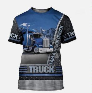 3D Digital T Mens short-sleeve round-neck jersey top with car letter print direct supply