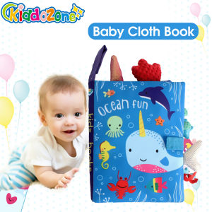 KiddoZone Soft Baby Cloth Books Early Learning Sensory Educational Toys Animal Cloth Book Fabric Books Kids Cartoon Animal Toy Book Rustle Sound 3D Tail Educational Touch and Feel Crinkle Books for Boys & Girls Toddler Infants Baby Children Toys