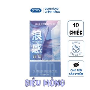 Bao cao su SLM WAVE FELL Siêu mỏng 001mm nhiều gel hương thơm hộp 10 bcs