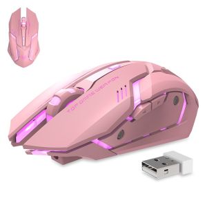 New silent gaming wireless mouse rechargeable mouse glowing mouse USB interface computer mouse2.4G