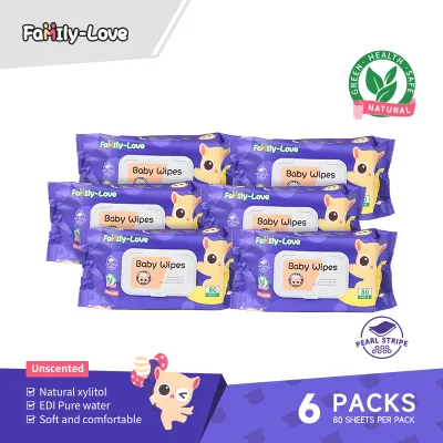 Familylove Unscented Pearl Stripe BabyWipesHypoallergenic(Non-Alcohol-wetwipes)80tabletsperpack