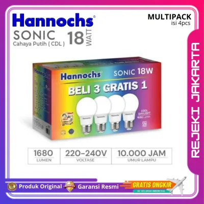 Hannochs Lampu LED Paket MultiPack Beli 3 Gratis 1 Sonic 18W 13W 10W 6W Cahaya Putih - GARANSI RESMI