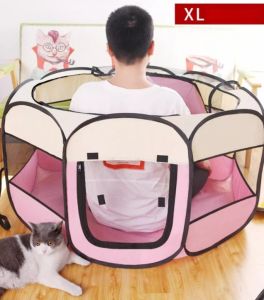 Foldable Pet Playpen Tent Octagon Dog Kennel Indoor Pop-Up Puppy Cage Portable Cat House with Carry Bag