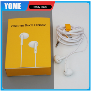 YOME Realme 3.5MM In-Ear Earphone Original Buds 2 Classic Wired Headset With Mic For Realme GT NEO 8 7 6i 6S Pro V5 Q Q2 X X2 C3 C15