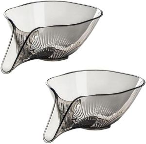 2PCS Multi-functional Drain Basket Drainage Basket Funnel Multifunctional Fruits Vegetables Draining Bowl Washing Colander Kitchen Food Strainer (grey)
