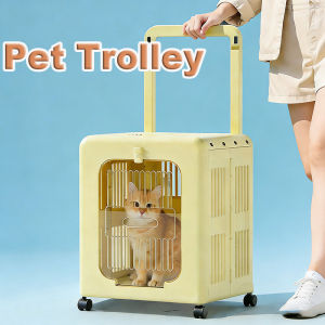 MYANDPET Pet Carrier Trolley Travel Case Foldable Breathable Large Cat Dog Portable Rumah Tangga