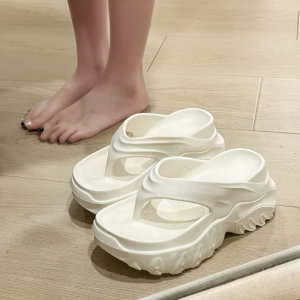 Julyya Slippers For Women Wedge Rubber Flip Flops Thick Sole Korean Fashion