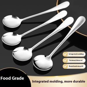 SEA JJT ช้อนสแตนเลสหนาสำหรับผู้ใหญ่และเด็ก ดีไซน์โมเดิร์น เหมาะสำหรับผลไม้และซุป