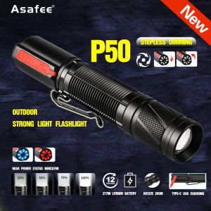 Asafee 1200LM W609 P50 LED flashlight torch Rotate zoom use 21700 battery Type-c rechargeable 5 gears switch IPX4 Waterproof