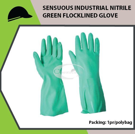 SENSUOUS INDUSTRIAL NITRILE GREEN FLOCKLINED GLOVE Xl And L Size