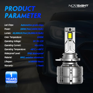 Novsight N60 LED Car Headlight 9005 9006 9012 H4 H7 H11 D Series LED Headlight Bulb Kit High/Low Beam 6500K Extremely Bright 200W 40000LM Plug&Play 2Pcs 1 Year Warranty