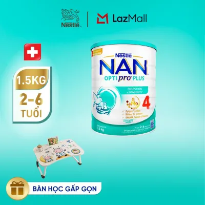 [Tặng bàn gấp gọn] Sữa bột Nestlé NAN OPTIPRO PLUS 4 1500g/lon với 5HMO Giúp tiêu hóa tốt