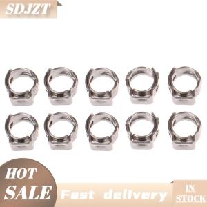 BJ🔩🔧🔗 10pcs hose Clamps SINGLE EAR stepless 304สแตนเลสสตีล hose Clamps วงแหวนสำหรับซีลท่อ QUICK RELEASE CLAMP
