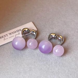 Fashionable Ring Gift 法式轻奢高级感耳饰女水晶球球双面水晶耳钉小众设计一款两戴耳环