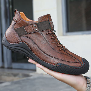 Terlaris Fashion Kulit Sapi Sepatu Boots Pria Keren Full Hitam Coklat Boots Formal Kerja Klasik Karet Ringan Lentur Kekinian 344