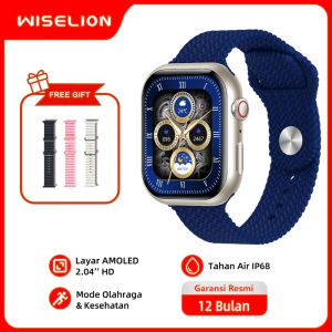 [🔥Tiga tali pengikat gratis]2025 Wiselion Smartwatch  W69 2.01” Layar  HD Tahan Air IP68 Smart Watch Monitor Detak Jantung & Tekanan Darah 100+ Mode Olahraga Jam Tangan Olahraga Ideal untuk Olahraga Aktivitas Outdoor dan Penggunaan Sehari-hari Pria