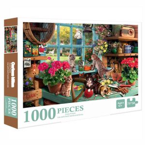 Tranh Ghép Xếp Hình 1000 Miếng Jigsaw Puzzle Charles Wessocks Cat Mèo Lười (Kích thước 70x50 cm)
