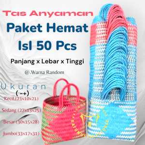 Paket Super hemat ISI 50 PCS Tas Anyaman Tas Lurik Super Premium Sedang
