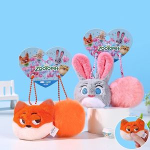 NOVELLEO Soft JudyNick Key Ring Leopard Officer Cute Plush Stuffed Doll Kawaii Plush Ball Cartoon Animals Keychain Woman Girls