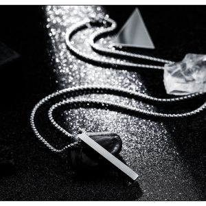 Hudson - Necklace Kalung Pria Wanita Titanium Asli Anti Karat Original 100 % Rantai Silver Gold Aksen Liontin Kotak Persegi Panjang Aksesoris Fashion Korea Style Hip Hop Vintage Punk