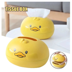 กล่องใส่กระดาษทิชชู ลายเป็ดน้อย สีหลือง สำหรับเก็บกระดาษทิชชู่