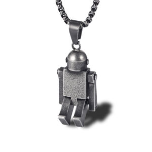 Kemstone Creative Stainless Steel Movable Robot Pendant Necklace for Mens Jewelry