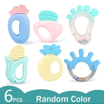 14pcs Baby Rattles Teether Toy Set Newborn Silicone Soft Chewing Glue 0-12 Months Educational Toys