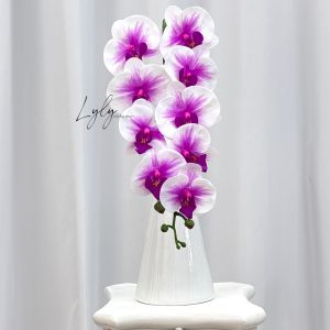 Hoa Lan cánh cao su non 9 bông thân đốm Trang Trí Nhà Cửa Hàng Văn Phòng Sự Kiện. Hoa Lụa Decor