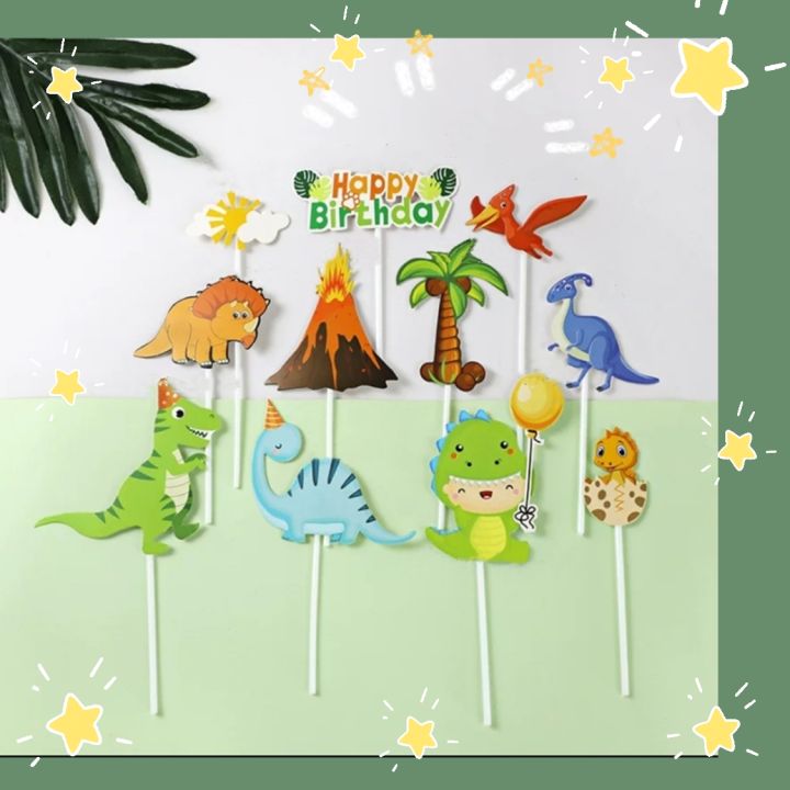 Ins Style Dinosaur Theme Hat Dinosaur Happy Birthday Paper Card Cake