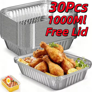 【Free Lid】30PcsAluminum Foil Tray with Lid 10pcs Food Container for Baked Sushi Lasagna