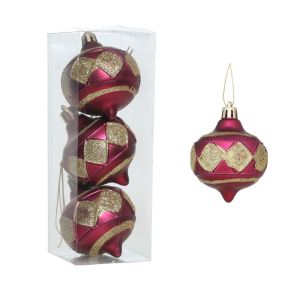 XYAX christmas decor Rose Red Christmas Pinecone Bell Pendants Plastic Shatterproof Merry Christmas Decor Creative Elegant Xmas Tree Hanging Pendants Home New Year Decor