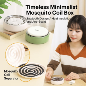 New Light Luxury Automatic Mosquito Coil Separator Creative Sawtooth Anti-Scalding Fireproof Anti-Fly Ash with Lid Safe Mosquito Coil Box高级防灰蚊香盒
