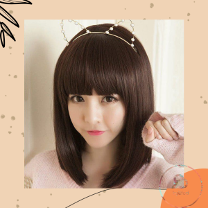 Wig rambut model poni sebahu lurus