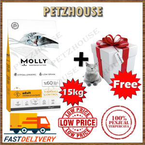 [BOX PACKAGING] MOLLY 15KG High Protein Hypoallergenic & Low Grain Premium Cat Food + Free Gift 🎁