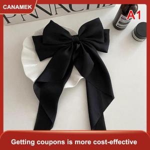 【CANAMEK 】 Bow Ribbon Hairpin Headwear Simple Elegant Satin Spring Clip Fixed Hair Clip Retro Party Headdress Red Hair Accessories