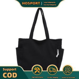 【HOSPORT】 Women Corduroy Versatile Tote Handbag Solid Color Travel Shopping Work Handbag
