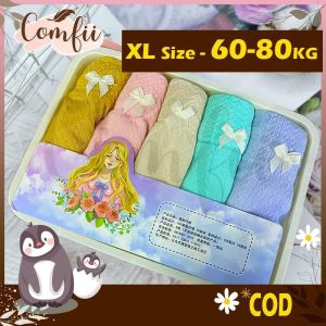 Comfii【XL- 60kg - 80kg -5 Pack Lunch Box 】Spender Women Panties Underwear Cotton Spandex Ladies Seluar Dalam Wanita/B04