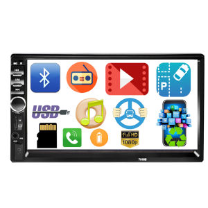 (MP5+Camera) 7018B 3rd 7" Double 2Din Car Stereo MP5 Car Radio 7inch HD Touch Screen MP5 Multimedia Car Stereo GPS/Mirrorlink/Bluetooth/Reverse Image/Handsfree/USB/FM/AUX Auto Radio