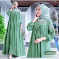 Aurora Dress / Gamis Lebaran Wanita Muslim  Bahan Crinkle Mix Bordir Ukuran M L XL XXL LD 100 - 120CM / Gamis Pesta Wanita Dewasa Model Terbaru 2025 / Dress Kondangan Perempuan Jumbo Terbaru / Fashion Muslim Wanita Mewah Termurah / Baju Bordir Panjang. 