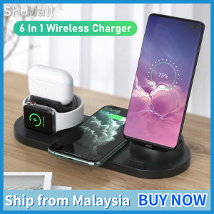 WS5 Wireless Charger 6 in 1 Fast Wireless Charging Station 10W Wireless Charger Pad Apple Watch Charger for Apple iWatch 6/5/4/3/2/1 AirPods Profor 13Pro Max/13 Pro/13/12/11/11 Pro/X/Xr/Xs/8/Samsung Galaxy Phone Series