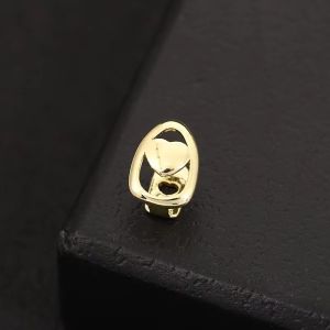 ZEEMIN ฟันบนกลวงรูปหัวใจรูปกากบาท ฟันล่างเรียบ จัดฟันฮิปฮอป grillz18k ฟันปลอมแวมไพร์ชุบด้วยไฟฟ้า