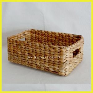 Keranjang / Box / Storage Box 30 X 19 X 11 CM Penyimpanan Serbaguna Organizer / Kotak Mainan Perlengkapan Rumah Anyaman enceng Gondok / water Hyacinth storage box